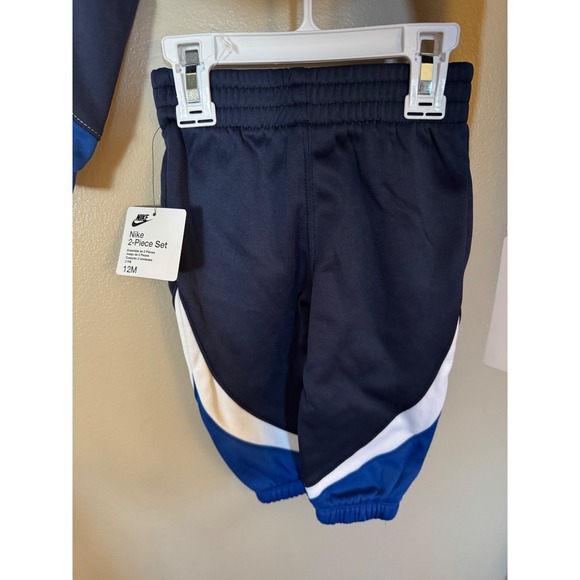 Nike Baby Boys 12M Navy Blue White Blue Tracksuit 2 Piece Set Jacket‎ Pants - Picture 2 of 5